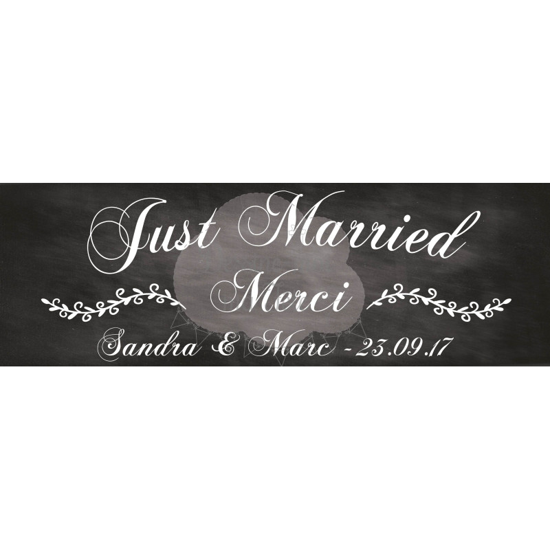 Pancarte Mariage "Just Married" ARDOISE personnalisé