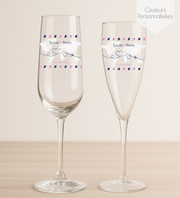 Flûtes champagne mariage personnalisées - Voyage