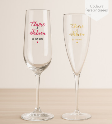 Flûtes champagne mariage personnalisées - Calligraphie