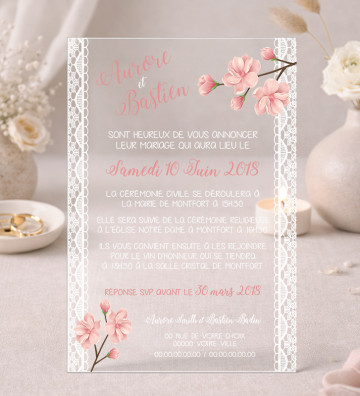 Faire part de Mariage plexi acrylique - Bohème