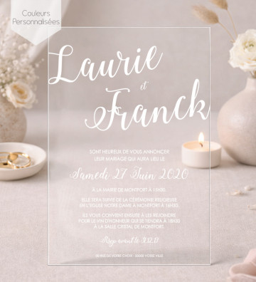 Faire part de Mariage plexi acrylique -Minimaliste