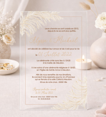 Faire part de Mariage plexi acrylique - Pampa