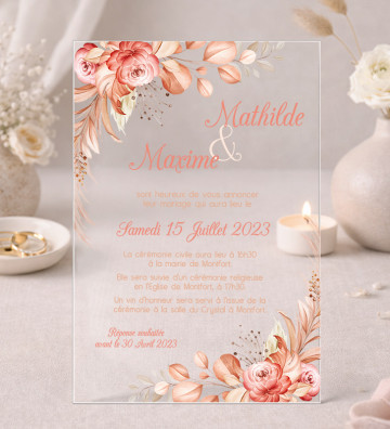 Faire part de Mariage plexi acrylique - Terracotta