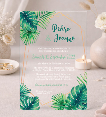 Faire part de Mariage plexi acrylique - Tropical Chic