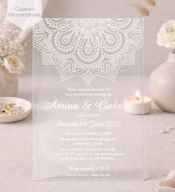 Faire part de Mariage plexi acrylique - Oriental