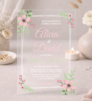 Faire part de Mariage plexi acrylique - Champêtre