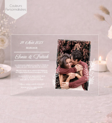 Faire part de Mariage plexi acrylique - avec photo