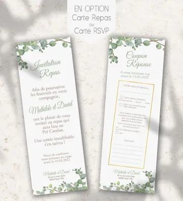 Carte supplémentaire (en option) pour Faire part de Mariage - Végétal