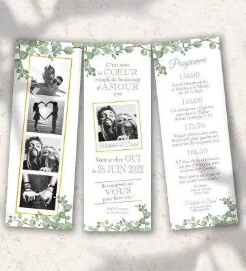 Faire part de mariage marque page - végétal / nature