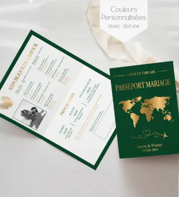 Faire part de Mariage - Passeport doré