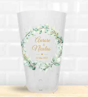 Gobelet mariage personnalisé - Couronne végétale