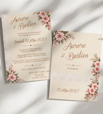 Faire part de Mariage - Bohème Romantique chic