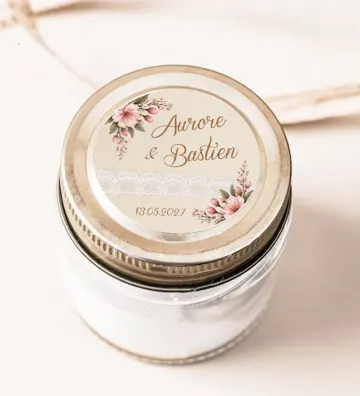 Autocollants stickers rond mariage personnalisés - Bohème Romantique chic