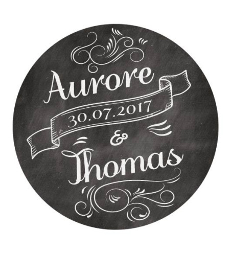 Autocollants mariage personnalisés - "Prénoms ardoise"