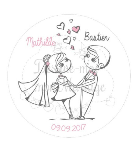 Autocollants mariage personnalisés - "couple de mariés"