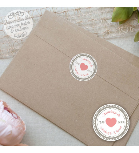 Autocollants mariage personnalisés - "Rétro vintage"