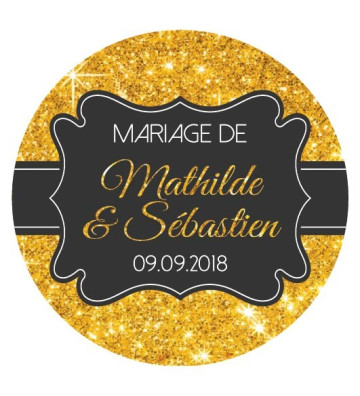 Autocollants mariage personnalisés - "Mariage doré, en or"