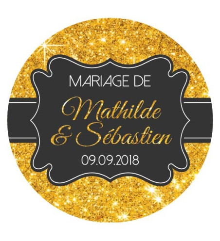 Autocollants mariage personnalisés - "Mariage doré, en or"