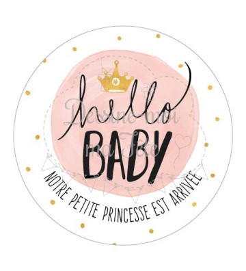 24 Autocollants naissance personnalisés - "aquarelle princesse"