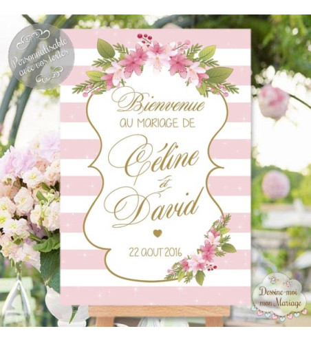 Tableau de Bienvenue Mariage "Flower" personnalisé
