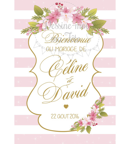 Tableau de Bienvenue Mariage "Flower" personnalisé