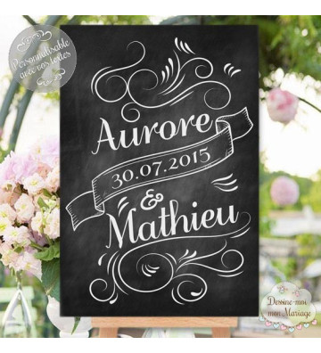 Tableau de Bienvenue Mariage "Prénoms ardoise" personnalisé