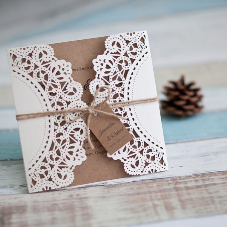 Faire part de Mariage ciselé - Romantique