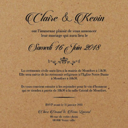 Encart kraft - Faire part de Mariage ciselé - Romantique