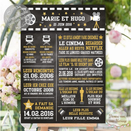 Tableau "Infos Mariés Cinéma" personnalisé