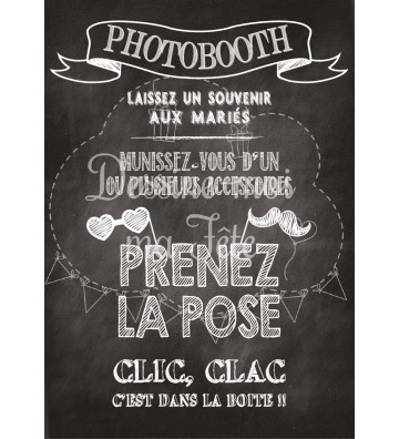 Tableau Photobooth Ardoise 2 - blanc