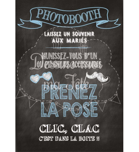 Tableau Photobooth Ardoise 2 - bleu