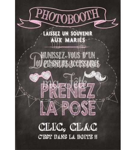 Tableau Photobooth Ardoise 2 - rose