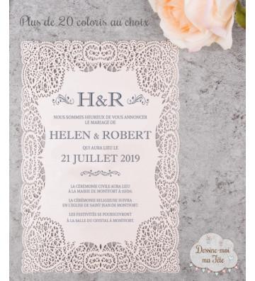 Faire part de Mariage ciselé - Carte Dentelle