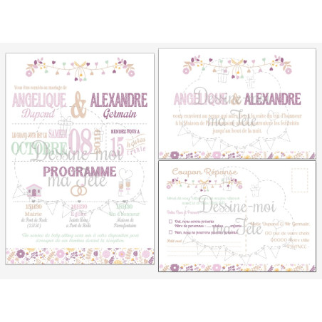 Faire part de Mariage Champêtre 