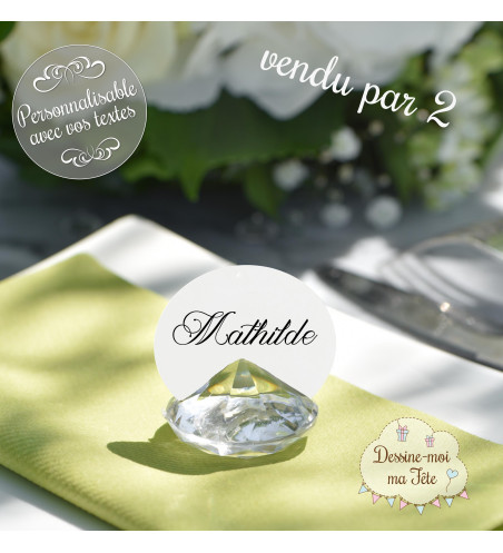 2 Marque-place "Diamant" personnalisé