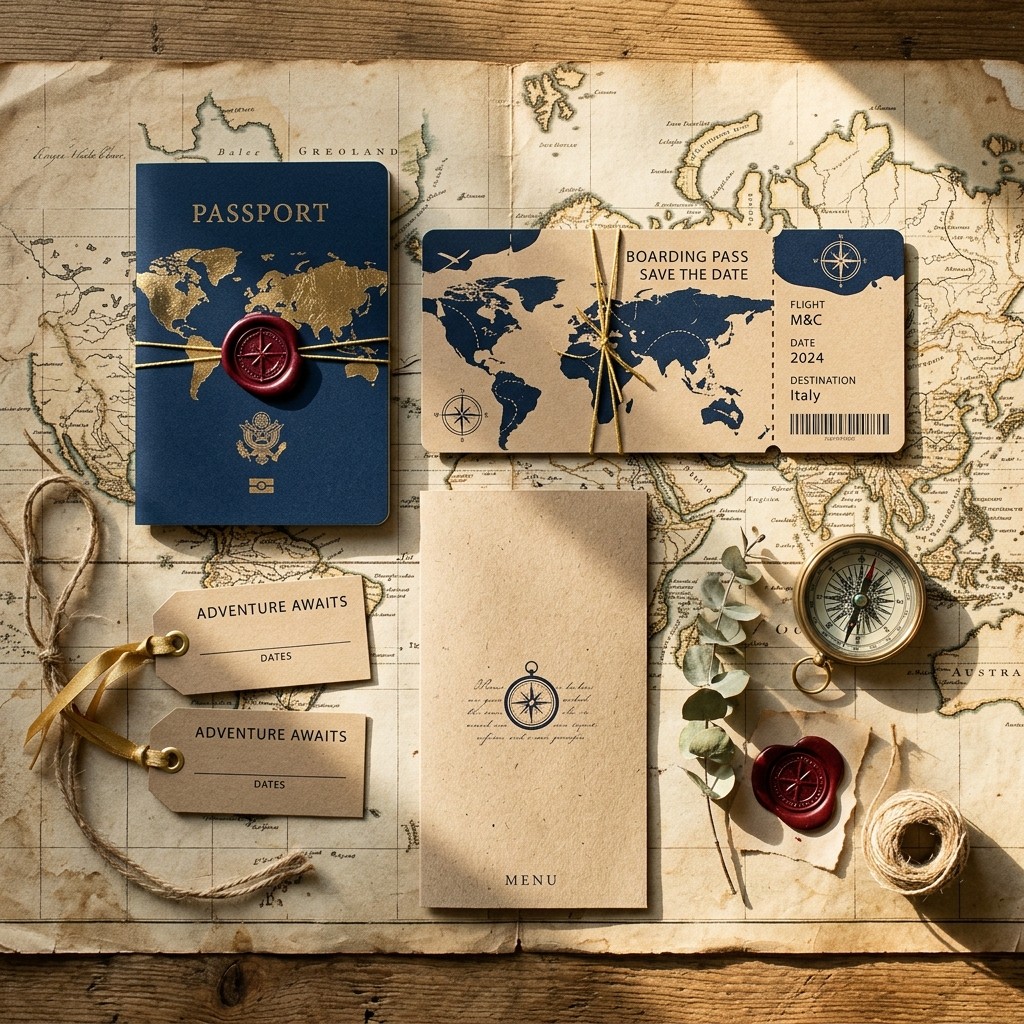 Mariage thème Voyage : toute la papeterie 2026